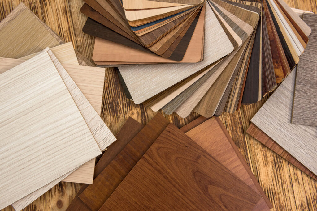 Wooden Color Swatch Choosing Wood Material for Housing Project.
