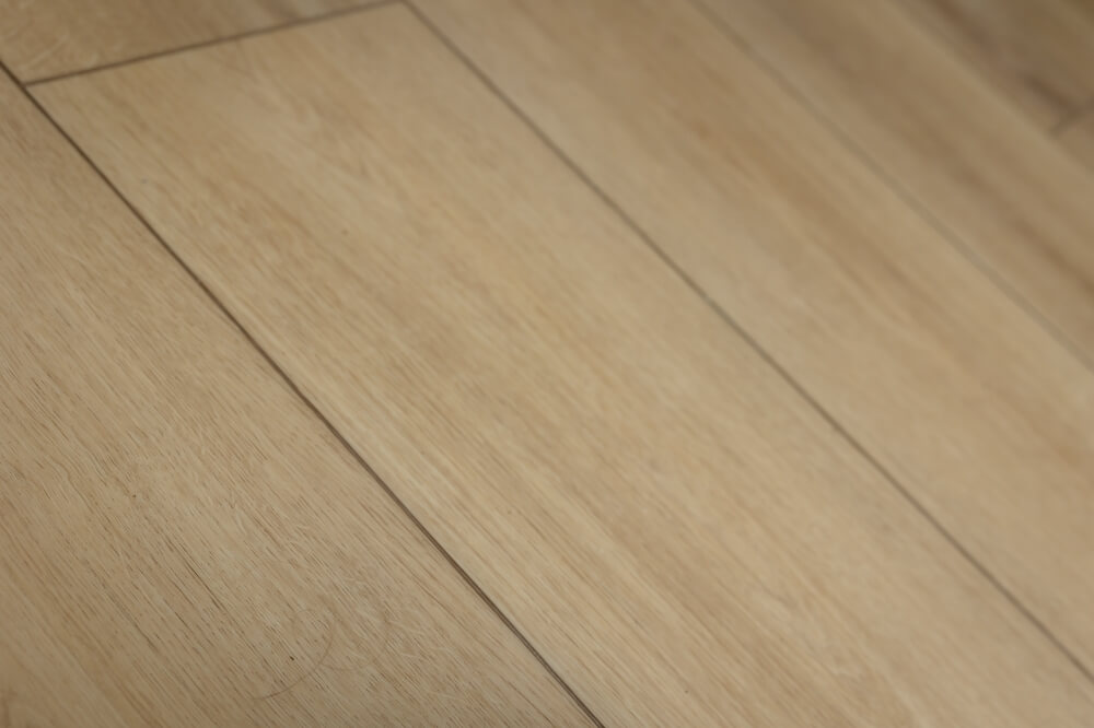 A light white oak LVP luxury vinyl plank floor in a newly remodeled house.